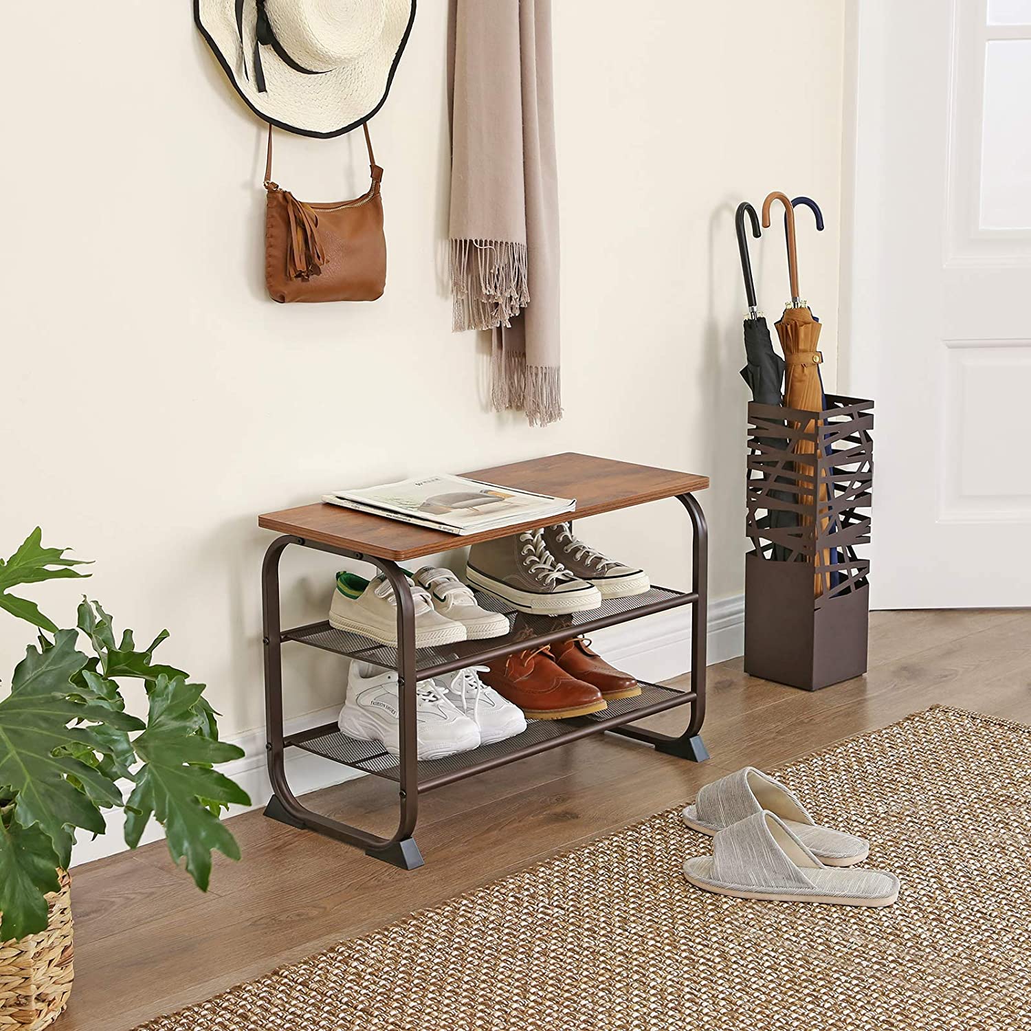 3-Tier Shoe Bench Rack Storage Shelf