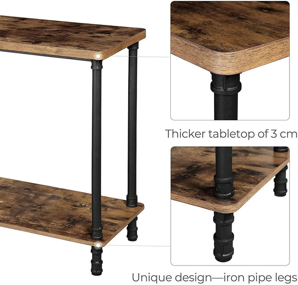 Console Table, Sofa Table with Iron Pipe Legs and 1.2 Inch Thick Table Top