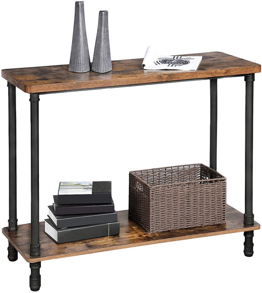 Console Table, Sofa Table with Iron Pipe Legs and 1.2 Inch Thick Table Top