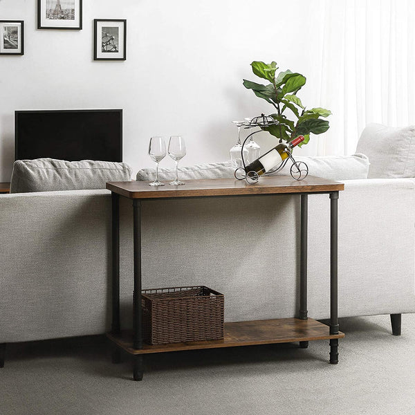 Console Table, Sofa Table with Iron Pipe Legs and 1.2 Inch Thick Table Top