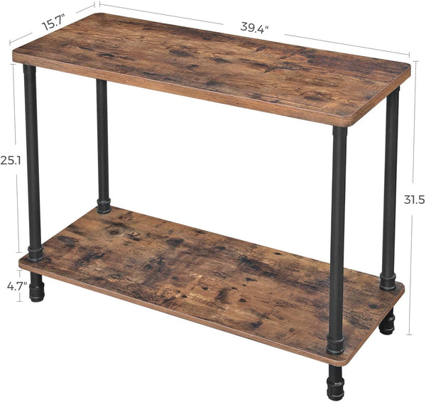 Console Table, Sofa Table with Iron Pipe Legs and 1.2 Inch Thick Table Top