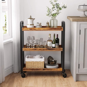 Scandinavian Style Slim Kitchen Cart Space-Saving Serving Cart Trolley