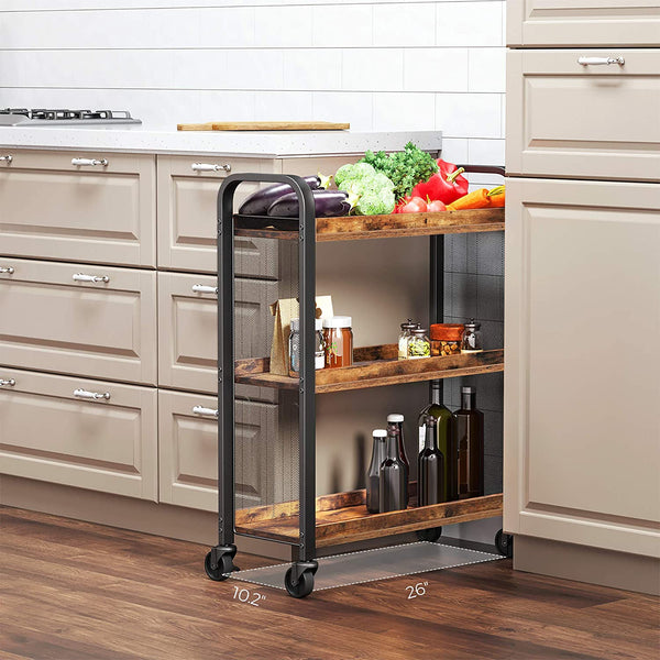 Scandinavian Style Slim Kitchen Cart Space-Saving Serving Cart Trolley