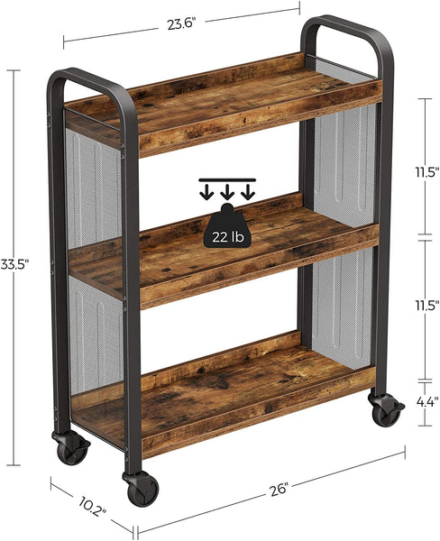 Scandinavian Style Slim Kitchen Cart Space-Saving Serving Cart Trolley