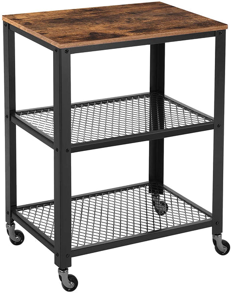 Industrial Serving Cart, 3-Tier Kitchen Utility Cart on Wheels with Storage