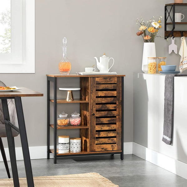 Lowell Storage Cabinet, Floor Standing Cabinet, Sideboard with 3 Shelves and Cupboard