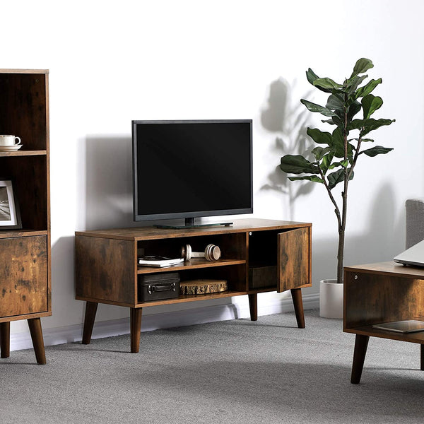 Retro TV Stand, Modern Entertainment Center for Flat Screen TV, Game Consoles