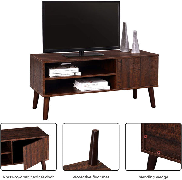 Walnut Retro TV Stand Console, Entertainment Center for Flat Screen TV,