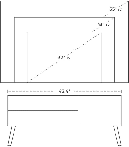 Walnut Retro TV Stand Console, Entertainment Center for Flat Screen TV,