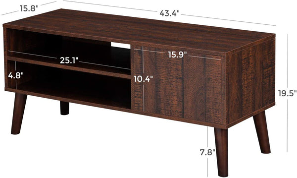 Walnut Retro TV Stand Console, Entertainment Center for Flat Screen TV,