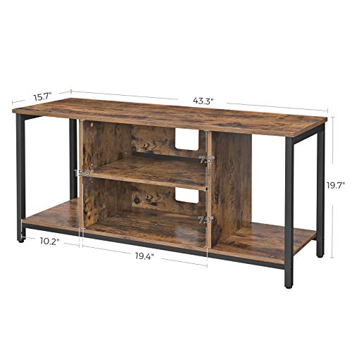 TV Stand for TVs up to 48 Inches, TV Console Table with Shelving, Rustic Brown