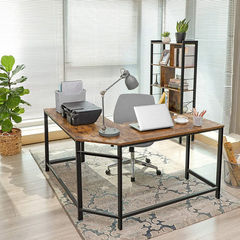 L-Shaped Computer Desk, Corner Writing Desk, Space-Saving Study Desk, Gaming Desk