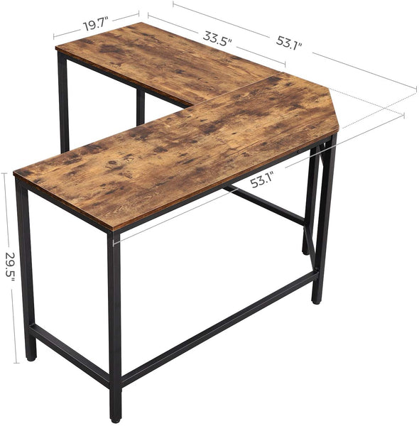 L-Shaped Computer Desk, Corner Writing Desk, Space-Saving Study Desk, Gaming Desk