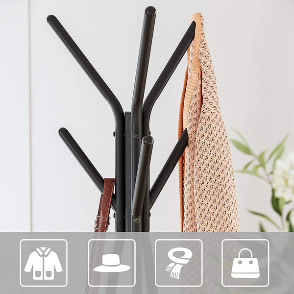 Coat Rack 2-Shelf Freestanding Coat Stand for Clothes, Hat, Bag, Brown