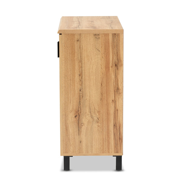 Oak Brown Finished Wood 2-Door Storage Cabinet Modern and Contemporary