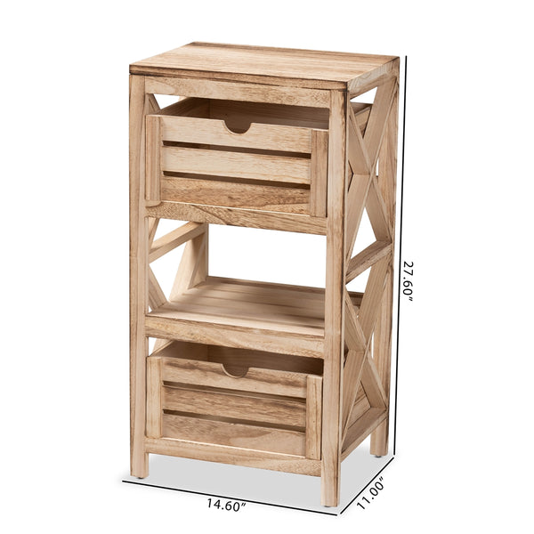 Modern and Contemporary 2-Drawer Storage Unit Natural Brown Finished Wood