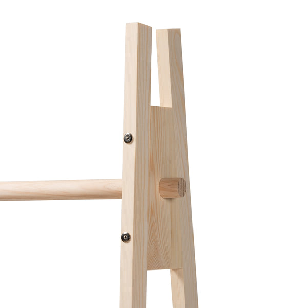 Modern and Contemporary Two-Tone White and Oak Brown Finished Wood Freestanding Coat Hanger