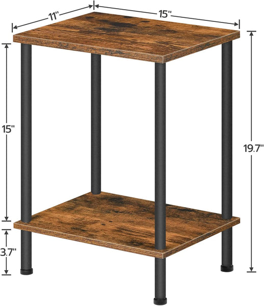 End Tables Set of 2, Nightstand with 2-Layer Storage Shelves, Side Table for Small Spaces