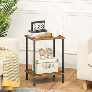 End Tables Set of 2, Nightstand with 2-Layer Storage Shelves, Side Table for Small Spaces