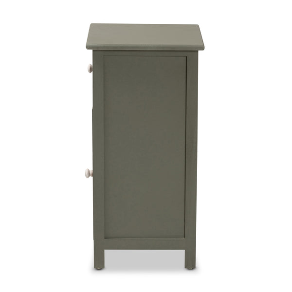 Mid-Century Modern Two-Tone Grey and Charcoal Finished Wood 1-Drawer Storage Cabinet