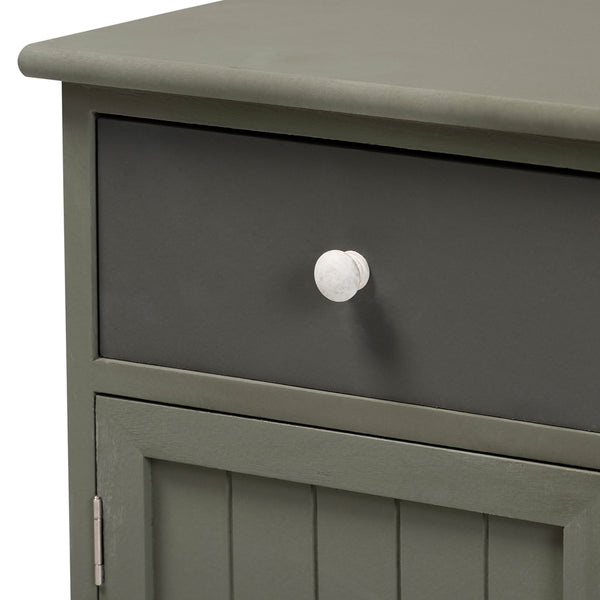 Mid-Century Modern Two-Tone Grey and Charcoal Finished Wood 1-Drawer Storage Cabinet