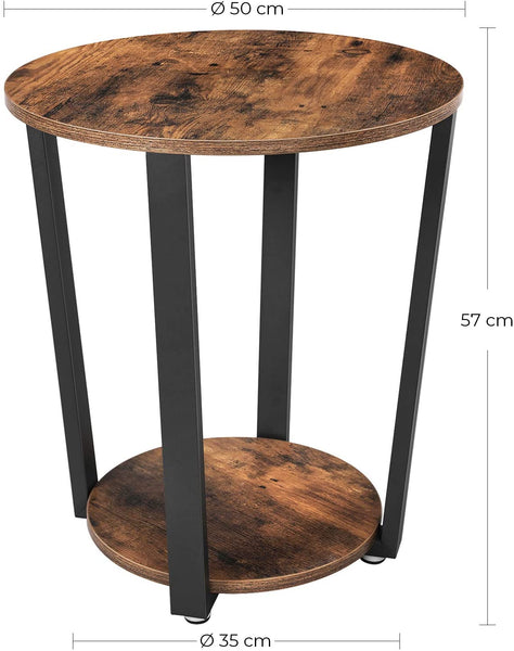 Round Sofa Table with Storage Rack, Metal Side Table, Stable and Sturdy Construction