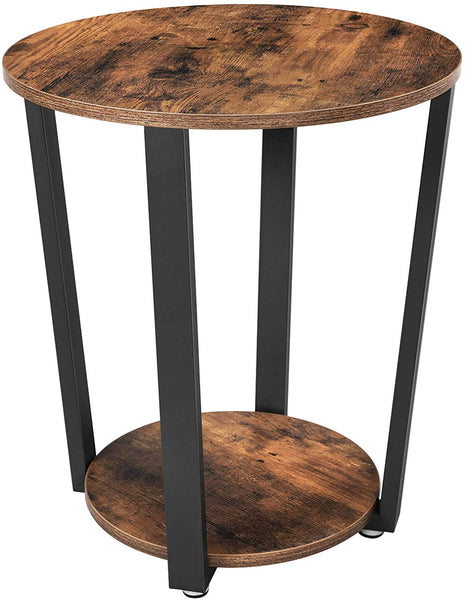 Round Sofa Table with Storage Rack, Metal Side Table, Stable and Sturdy Construction