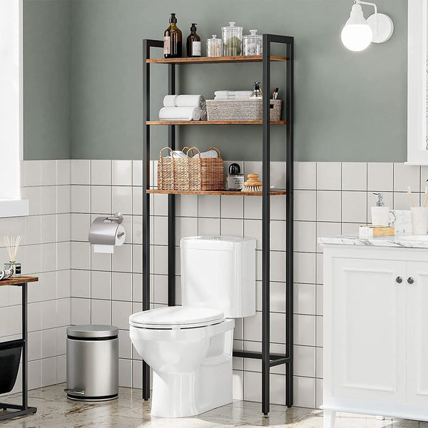 Over The Toilet Storage, 3-Tier Industrial Over Toilet Bathroom Organizer, Bathroom Shelves Over Toilet with Adjustable Feet,