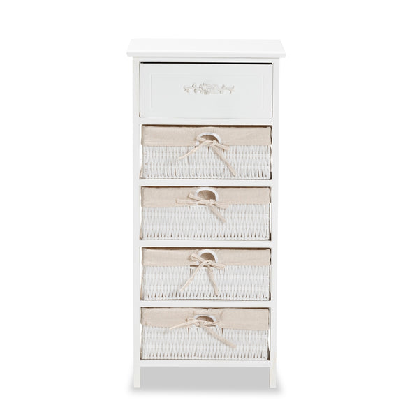 Modern and Contemporary White Finished Wood and 1-Drawer Storage Unit