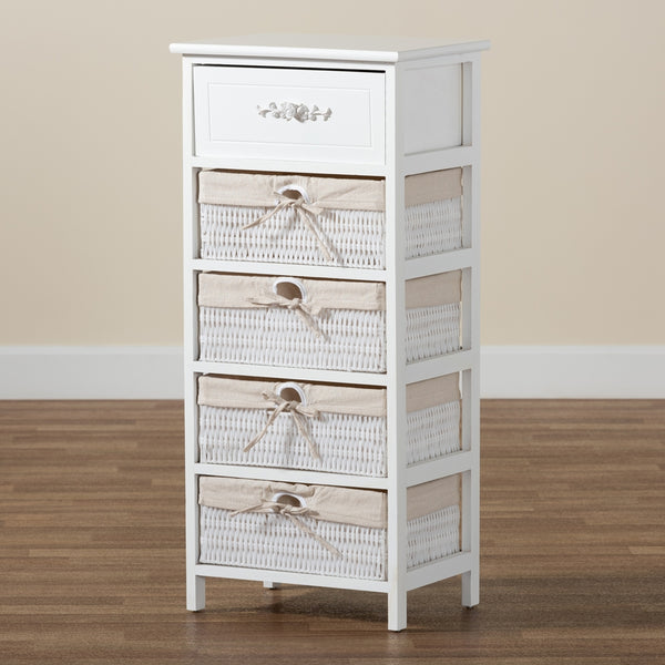 Modern and Contemporary White Finished Wood and 1-Drawer Storage Unit