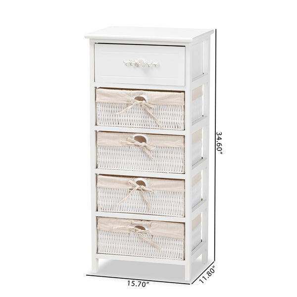 Modern and Contemporary White Finished Wood and 1-Drawer Storage Unit