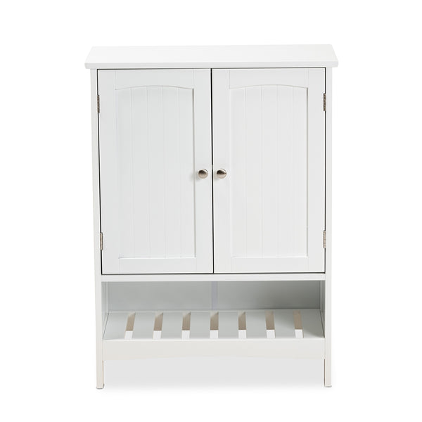 White 2-Door Bathroom Storage Cabinet Modern and Contemporary Finished Wood