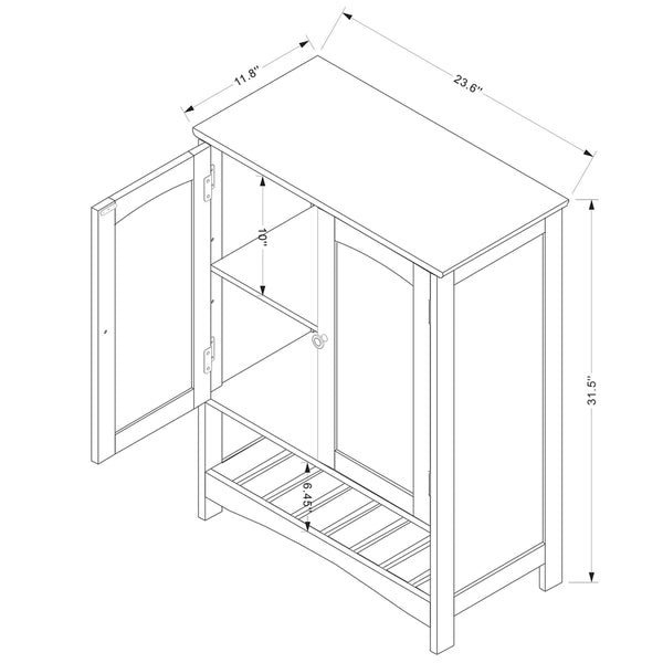 White 2-Door Bathroom Storage Cabinet Modern and Contemporary Finished Wood