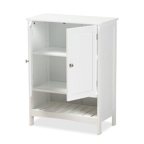 White 2-Door Bathroom Storage Cabinet Modern and Contemporary Finished Wood