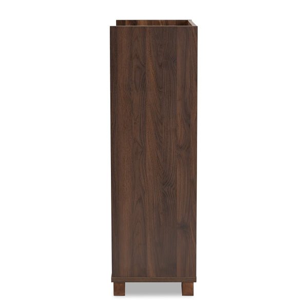 Wine Storage Cabinet Transitional Farmhouse Walnut Brown Finished Wood